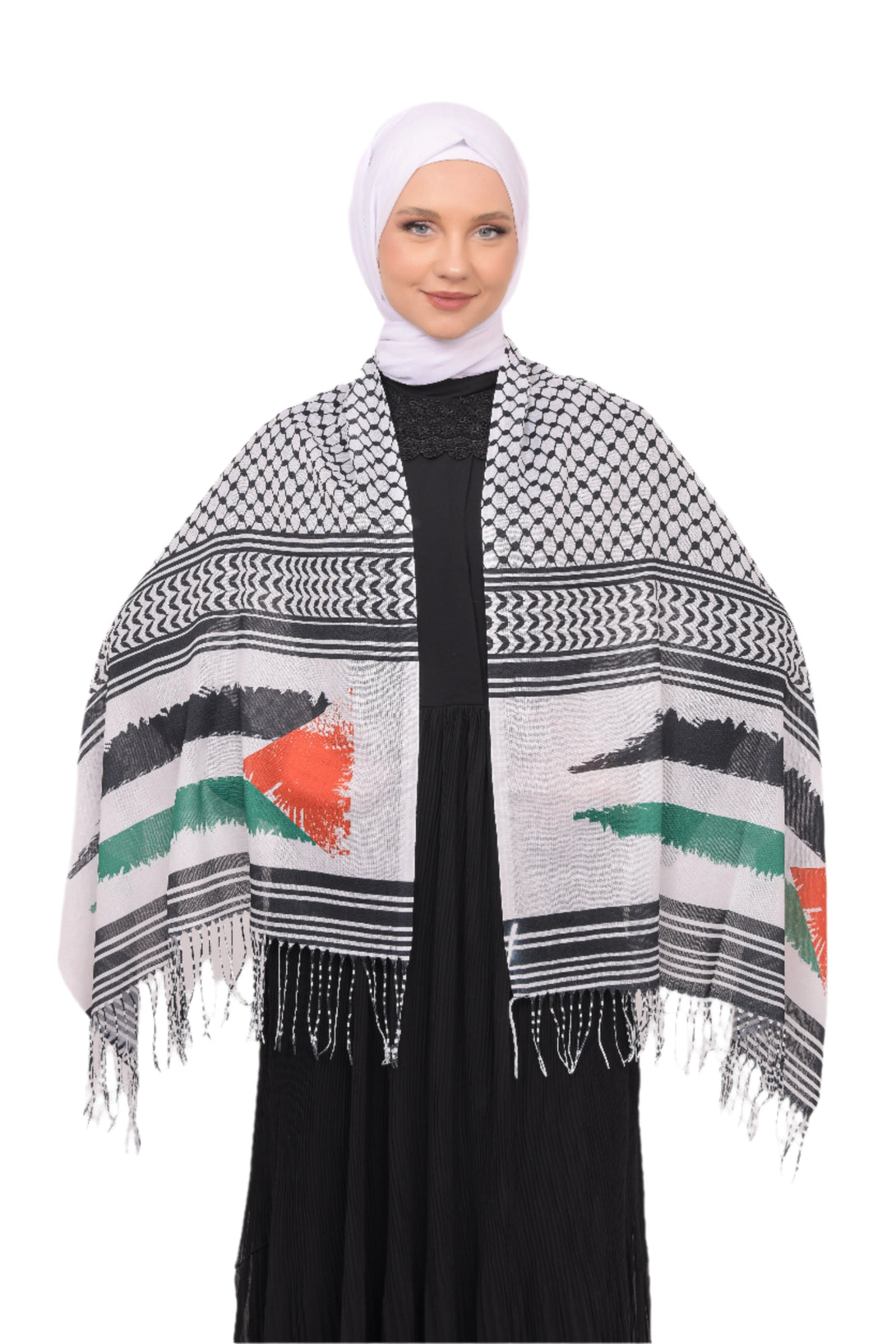 Zaytoon Gift Shawl Keffiyeh hijab modal with palastine flag