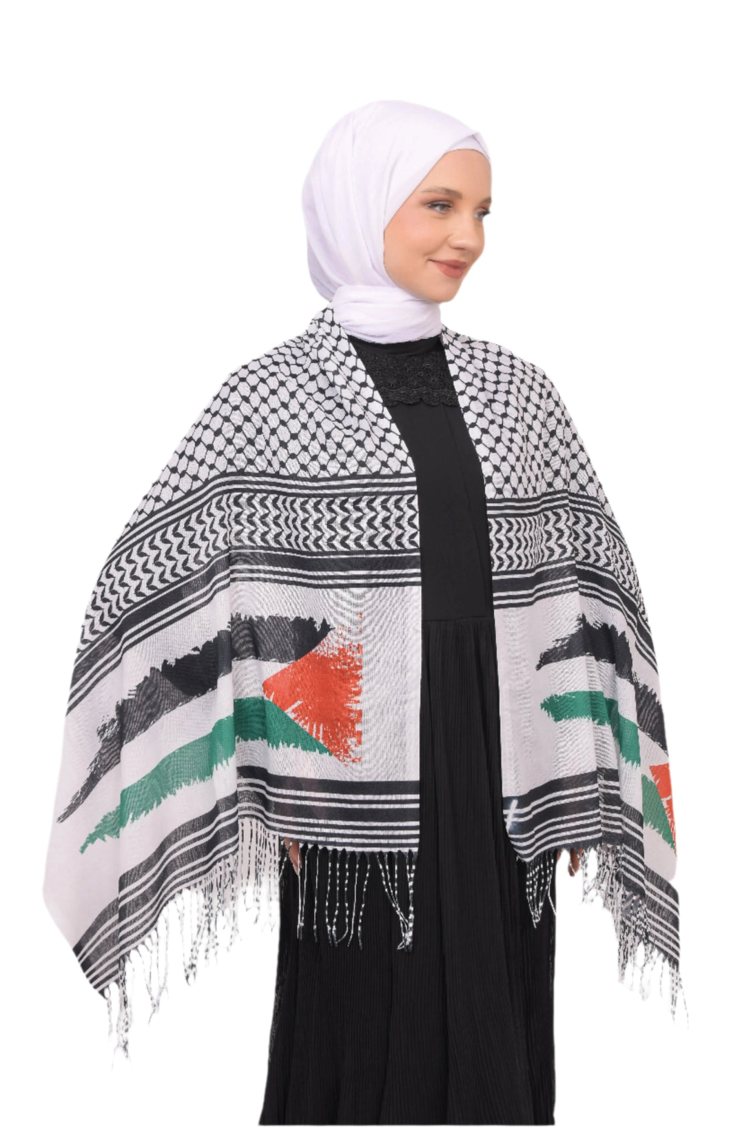 Zaytoon Gift Shawl Keffiyeh hijab modal with palastine flag