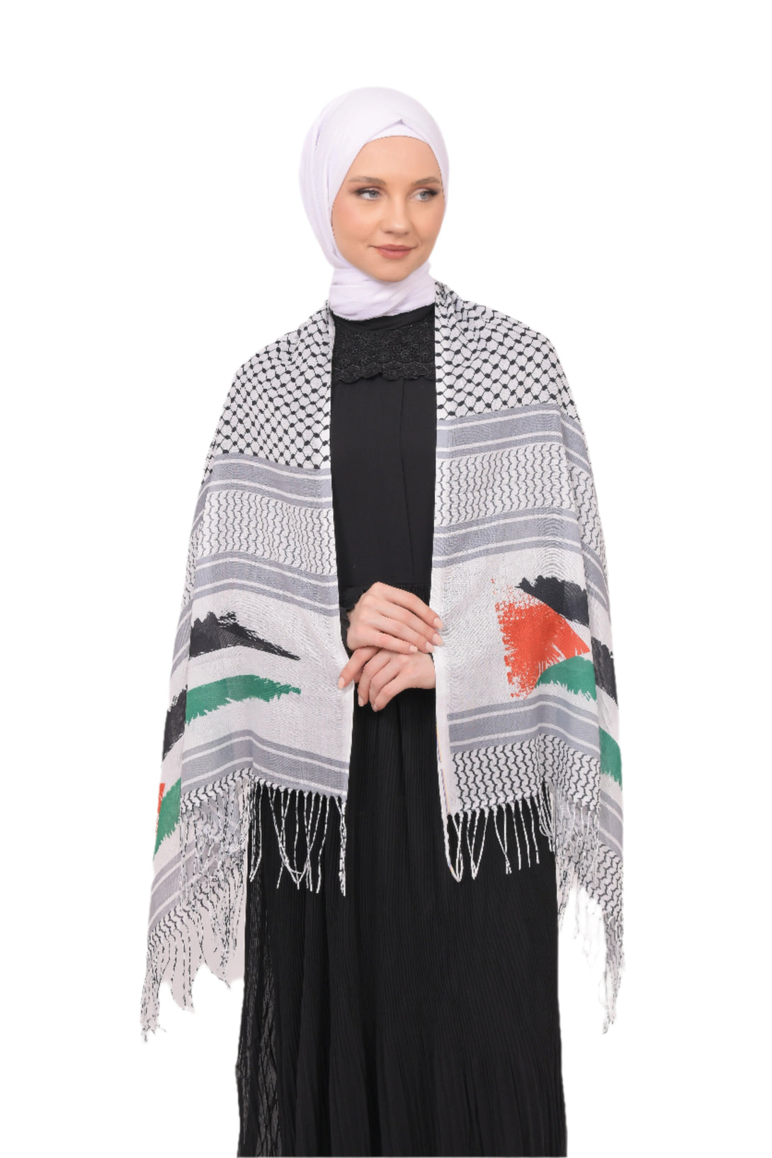 Zaytoon Gift Shawl Keffiyeh palestine flag printed neck Scarf Unisex