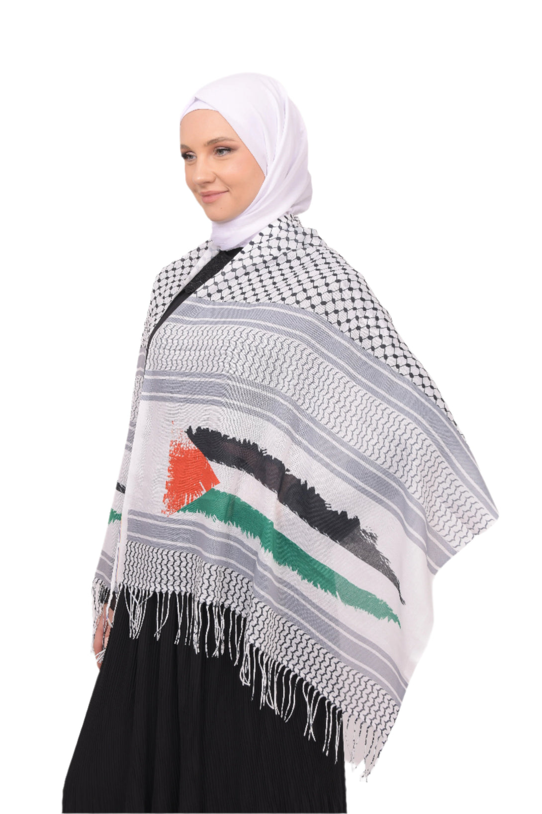 Zaytoon Gift Shawl Keffiyeh palestine flag printed neck Scarf Unisex