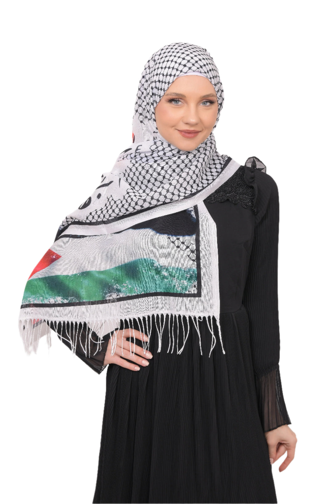 Zaytoon Gift Shawl Scarves Palestinian Arabic Calligraphy Name and Keffiyeh Flag