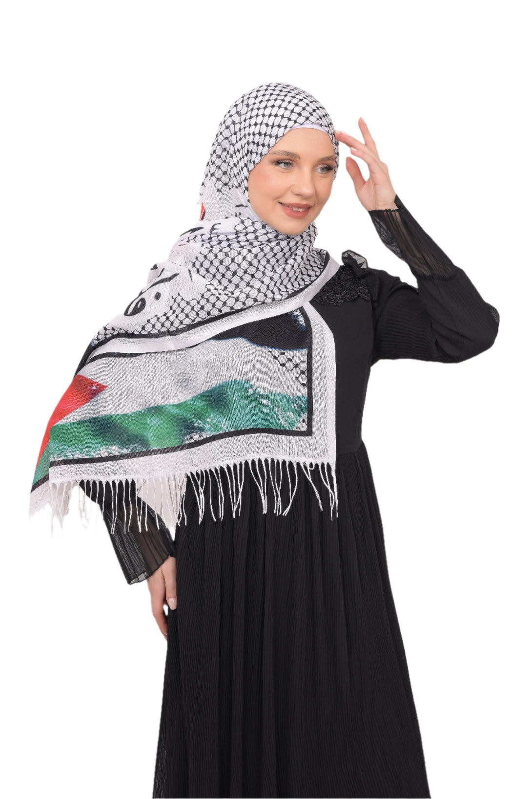 Zaytoon Gift Shawl Scarves Palestinian Arabic Calligraphy Name and Keffiyeh Flag