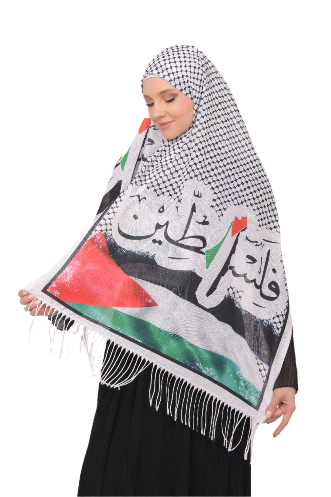 Zaytoon Gift Shawl Scarves Palestinian Arabic Calligraphy Name and Keffiyeh Flag