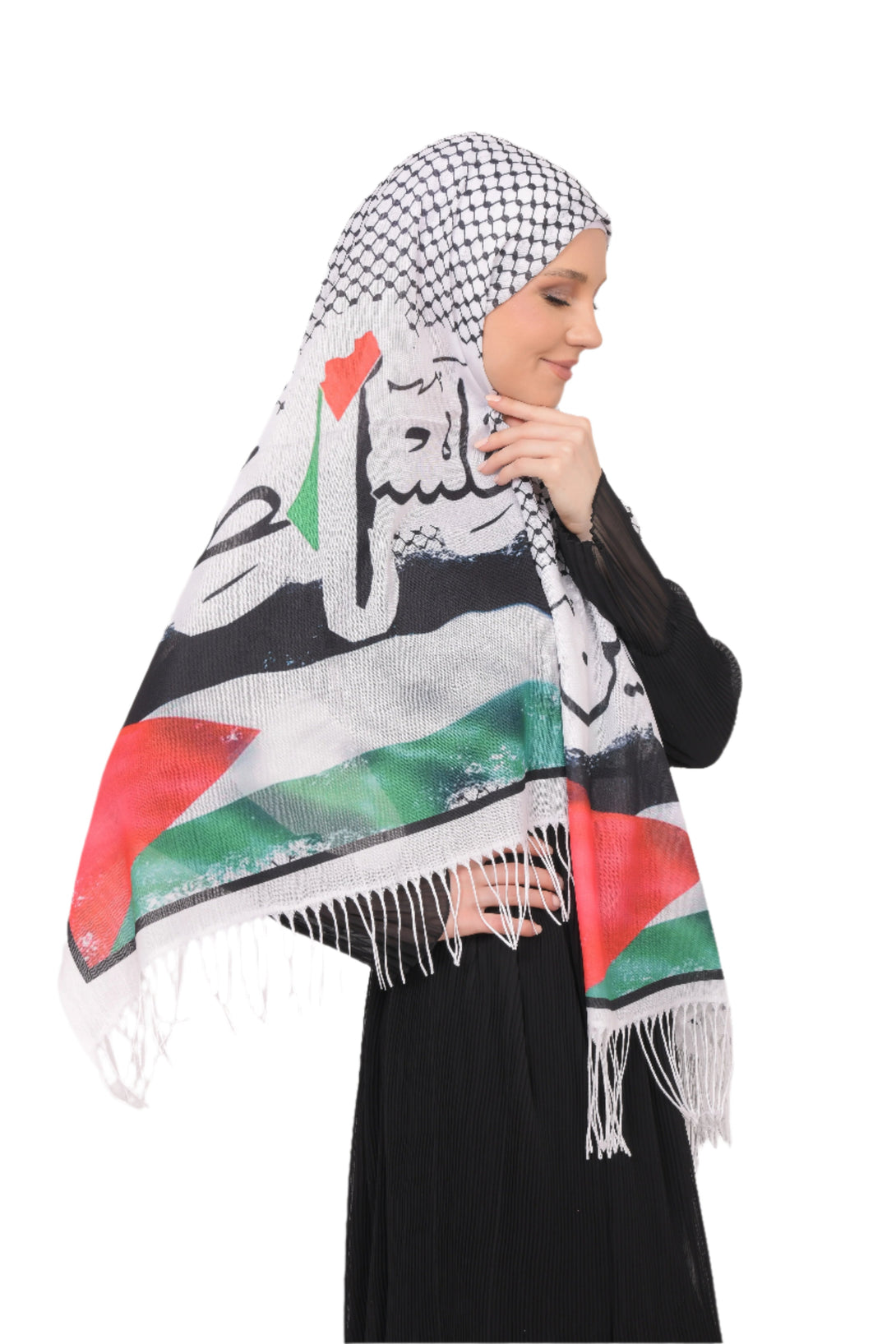 Zaytoon Gift Shawl Scarves Palestinian Arabic Calligraphy Name and Keffiyeh Flag