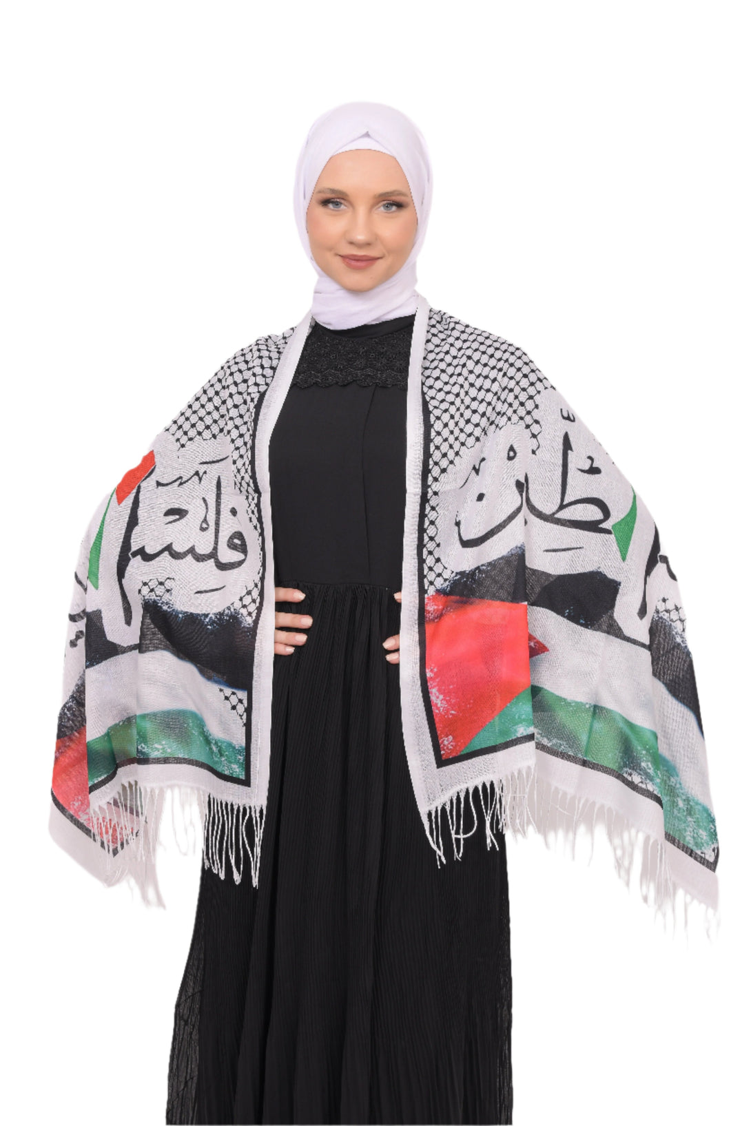 Zaytoon Gift Shawl Scarves Palestinian Arabic Calligraphy Name and Keffiyeh Flag