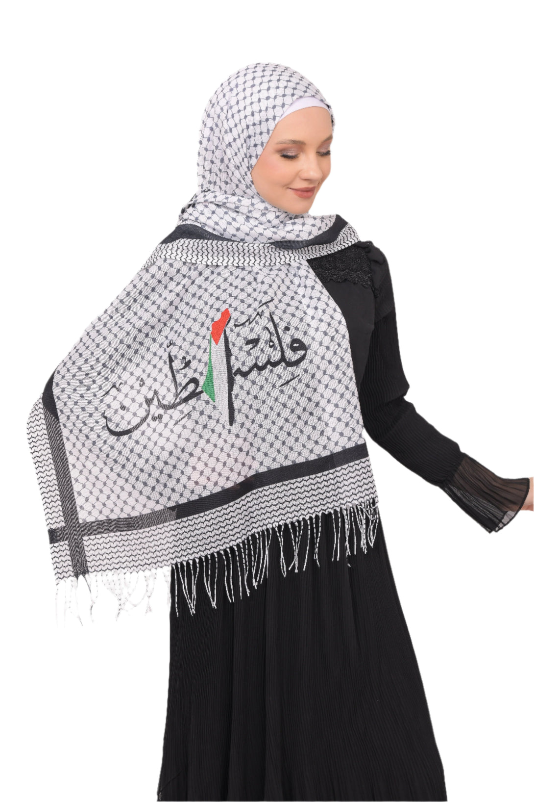 Zaytoon Gift Shawl Scarves Palestinian Arabic Calligraphy Name and Keffiyeh Map