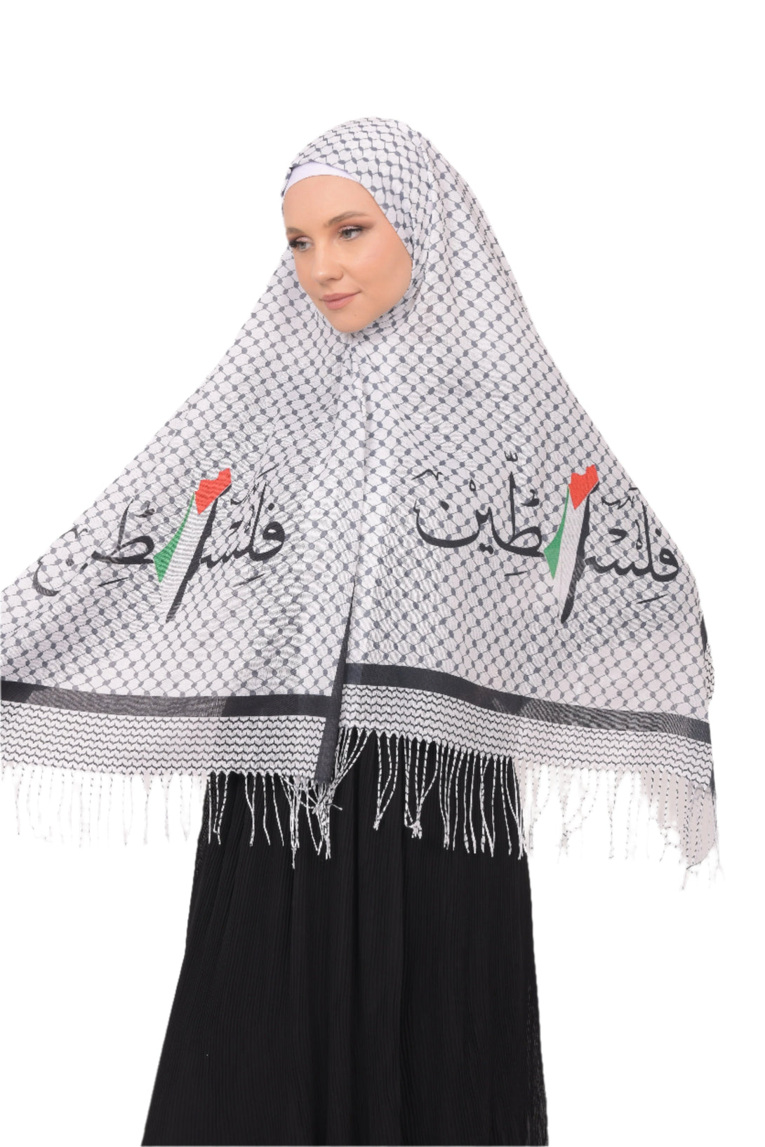 Zaytoon Gift Shawl Scarves Palestinian Arabic Calligraphy Name and Keffiyeh Map