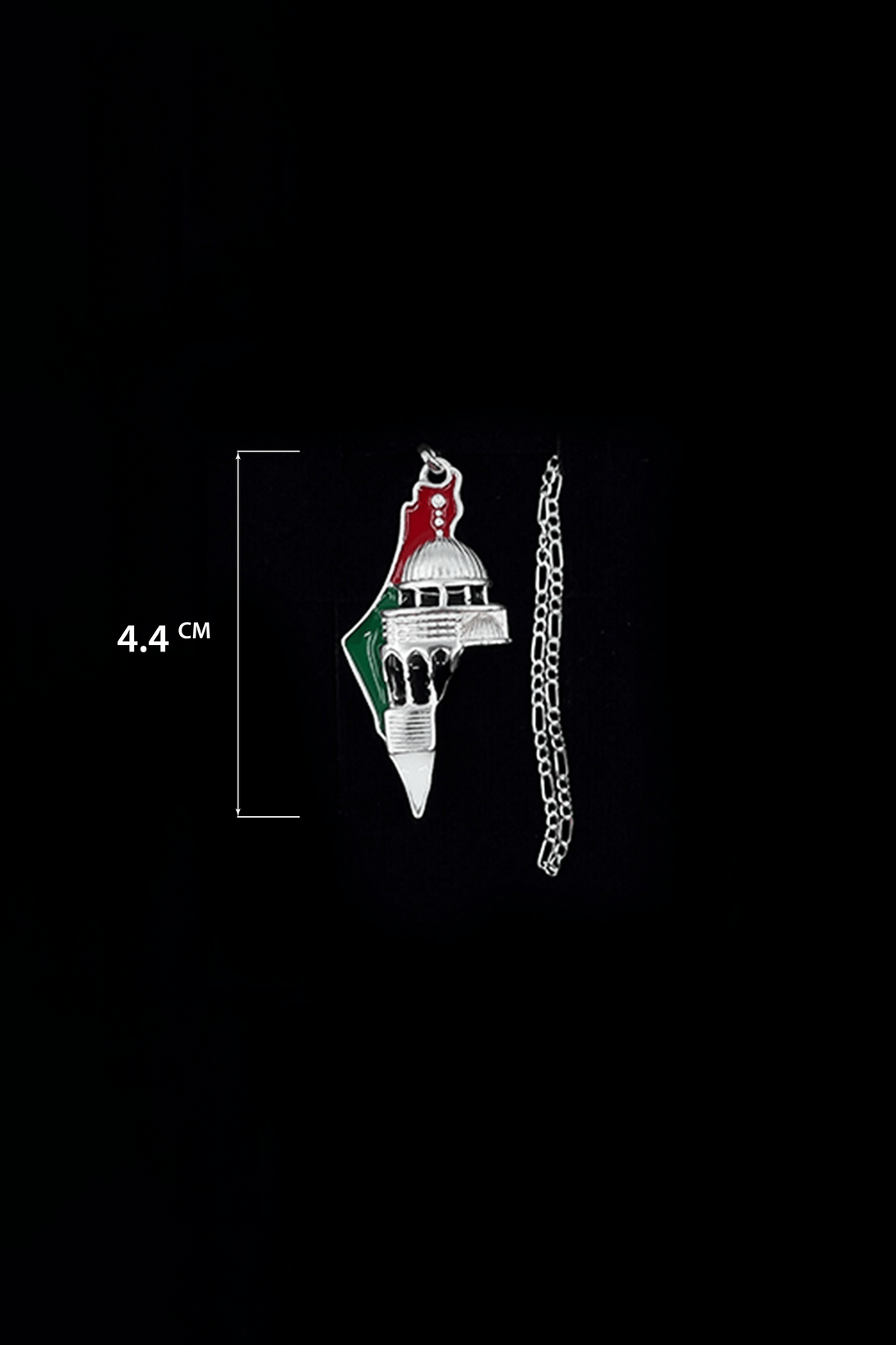 Zaytoon Gift Silver Necklace Big Dainty Palestine Colored Map with Dome Of The Rock Necklace 925 Silver