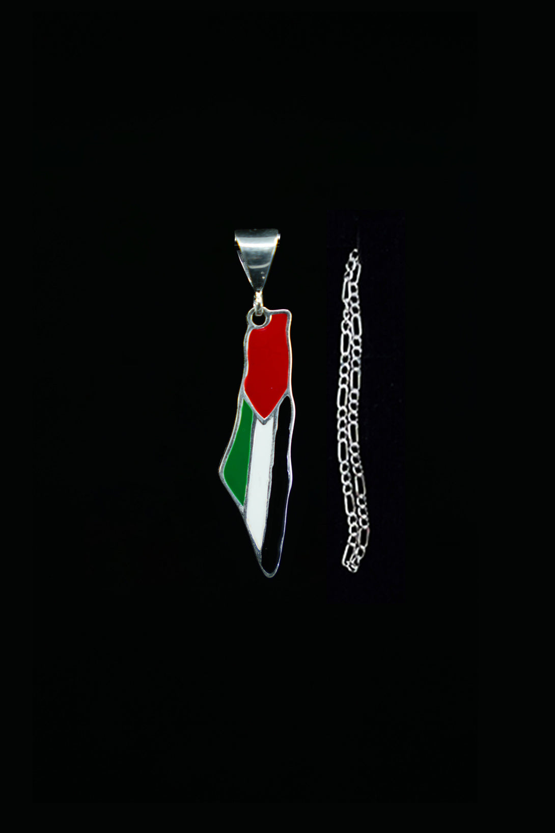 Zaytoon Gift Silver Necklace Dainty Palestine Colored Map Necklace 925 Silver Big size