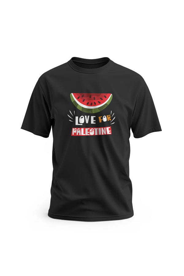 Zaytoon Gift T-shirt Black / S T-shirt Palestine LOVE FOR PALESTINE With Watermelon Digital Printed Unisex