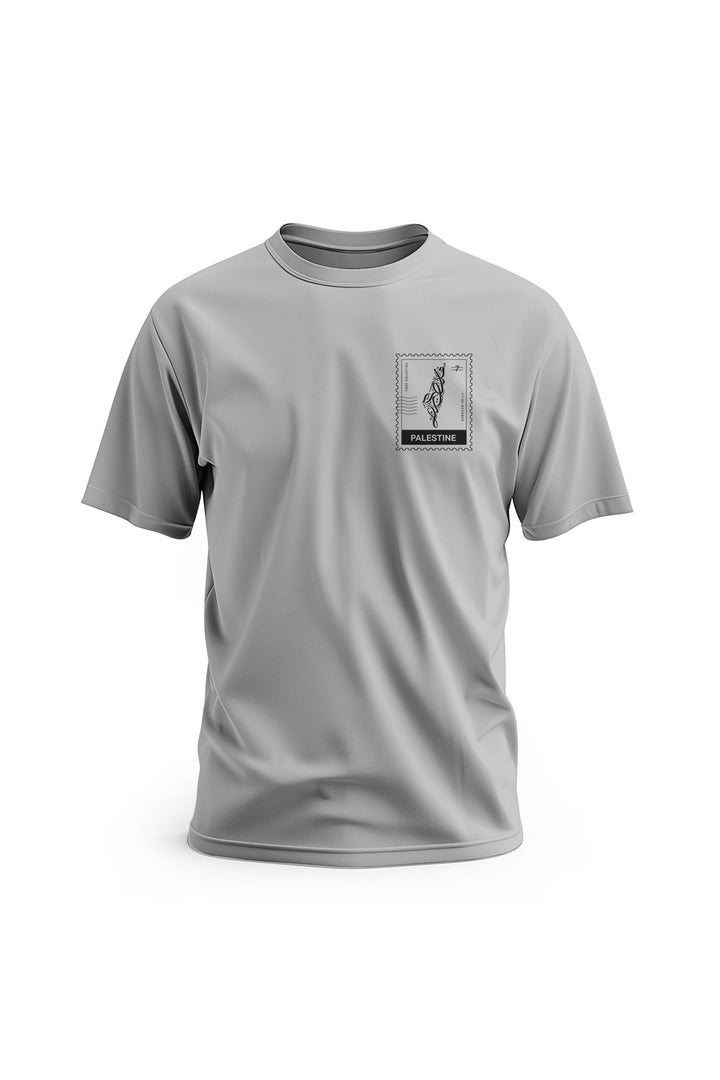 Zaytoon Gift T-shirt Gray / S Free Palestine Arabic Calligraphy Small Map Printed T-Shirt