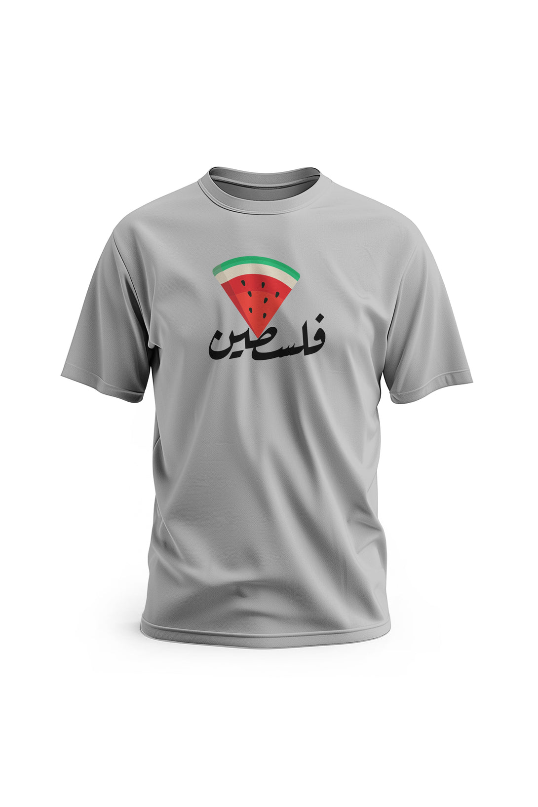 Zaytoon Gift T-shirt Gray / S Palestine In Arabic Triangle Sliced Watermelon T-Shirt