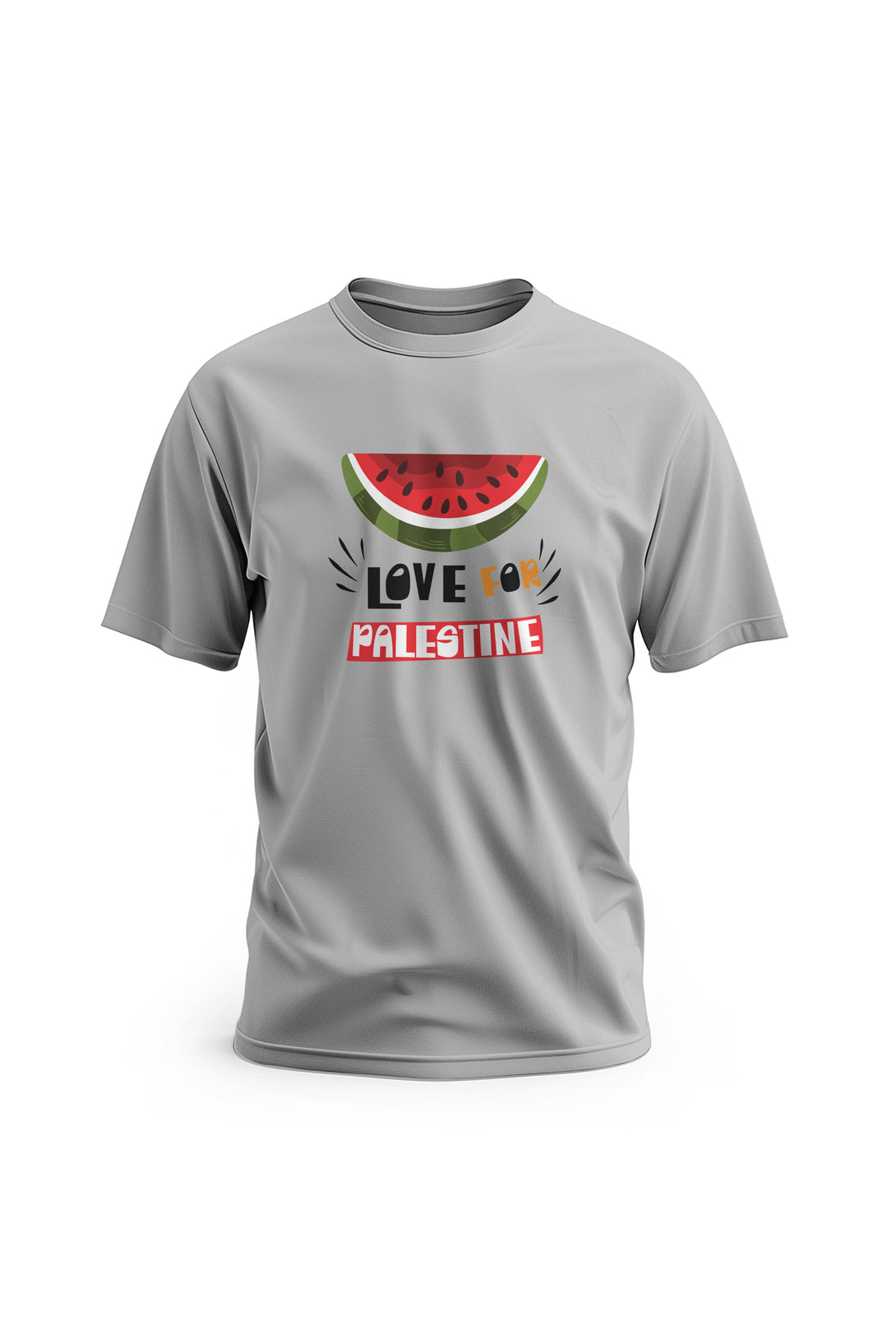 Zaytoon Gift T-shirt Gray / S T-shirt Palestine LOVE FOR PALESTINE With Watermelon Digital Printed Unisex