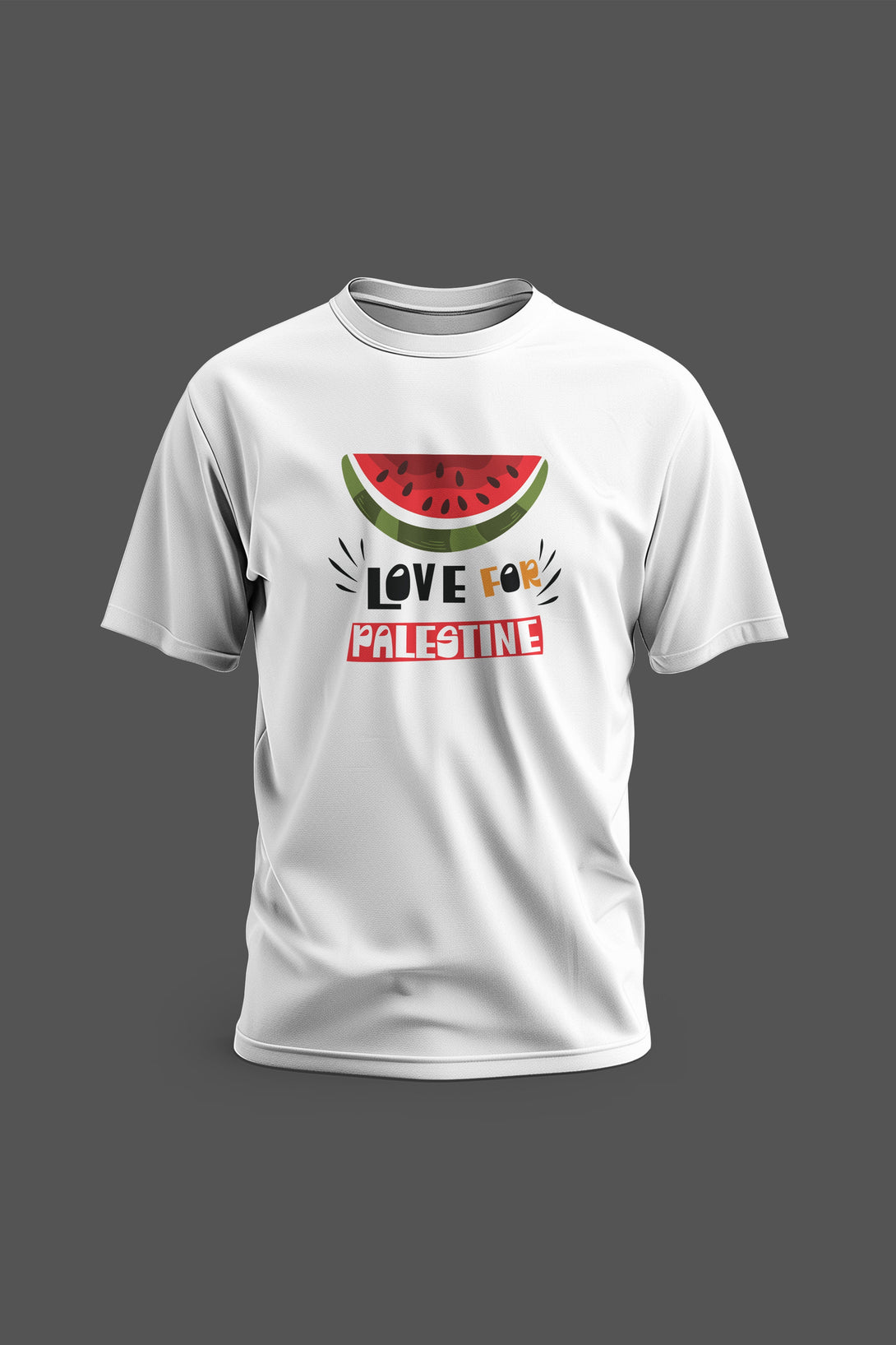 Zaytoon Gift T-shirt White / S T-shirt Palestine LOVE FOR PALESTINE With Watermelon Digital Printed Unisex