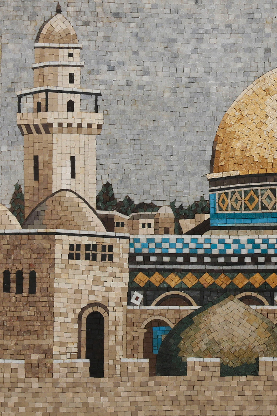 Zaytoon Gift Wall Decorations Dome of the Rock Art Mosaic Stone Panel Large Size Gold Frame