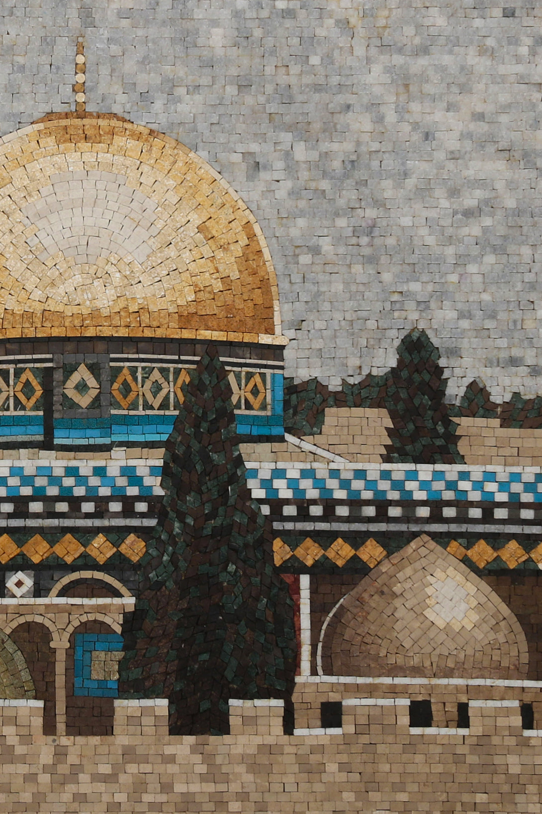 Zaytoon Gift Wall Decorations Dome of the Rock Art Mosaic Stone Panel Large Size Gold Frame