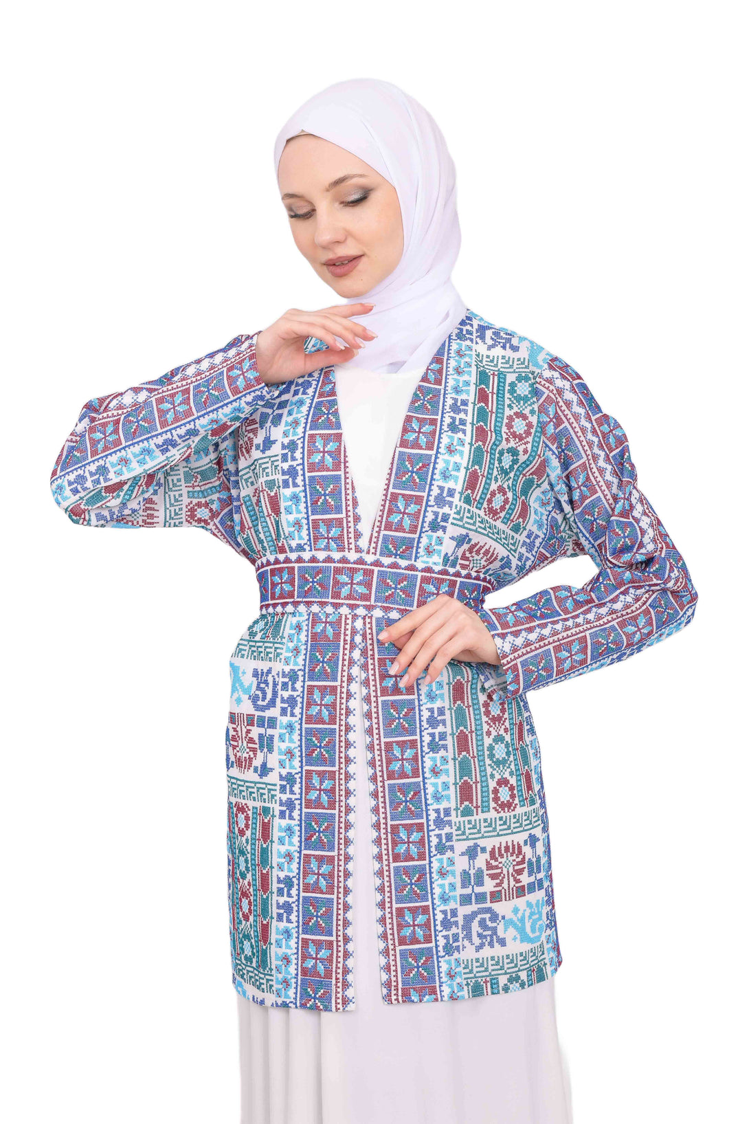 Zaytoon Gift Women's Cup Blue Zaytoon® Sky Blue Full Embroidery Tatreez Jacket