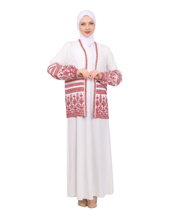 Zaytoon Gift Women's Cup Pink White And Red Embroidery Tatreez Jacket