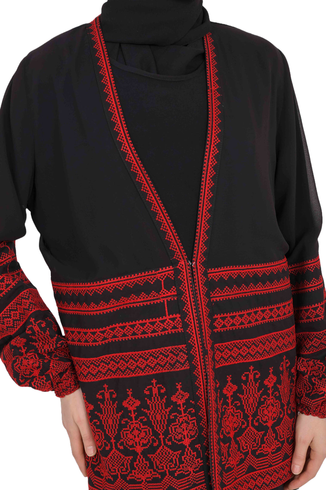 Zaytoon Gift Women's Cup Zaytoon® Red and Black Embroidery Tatreez Jacket