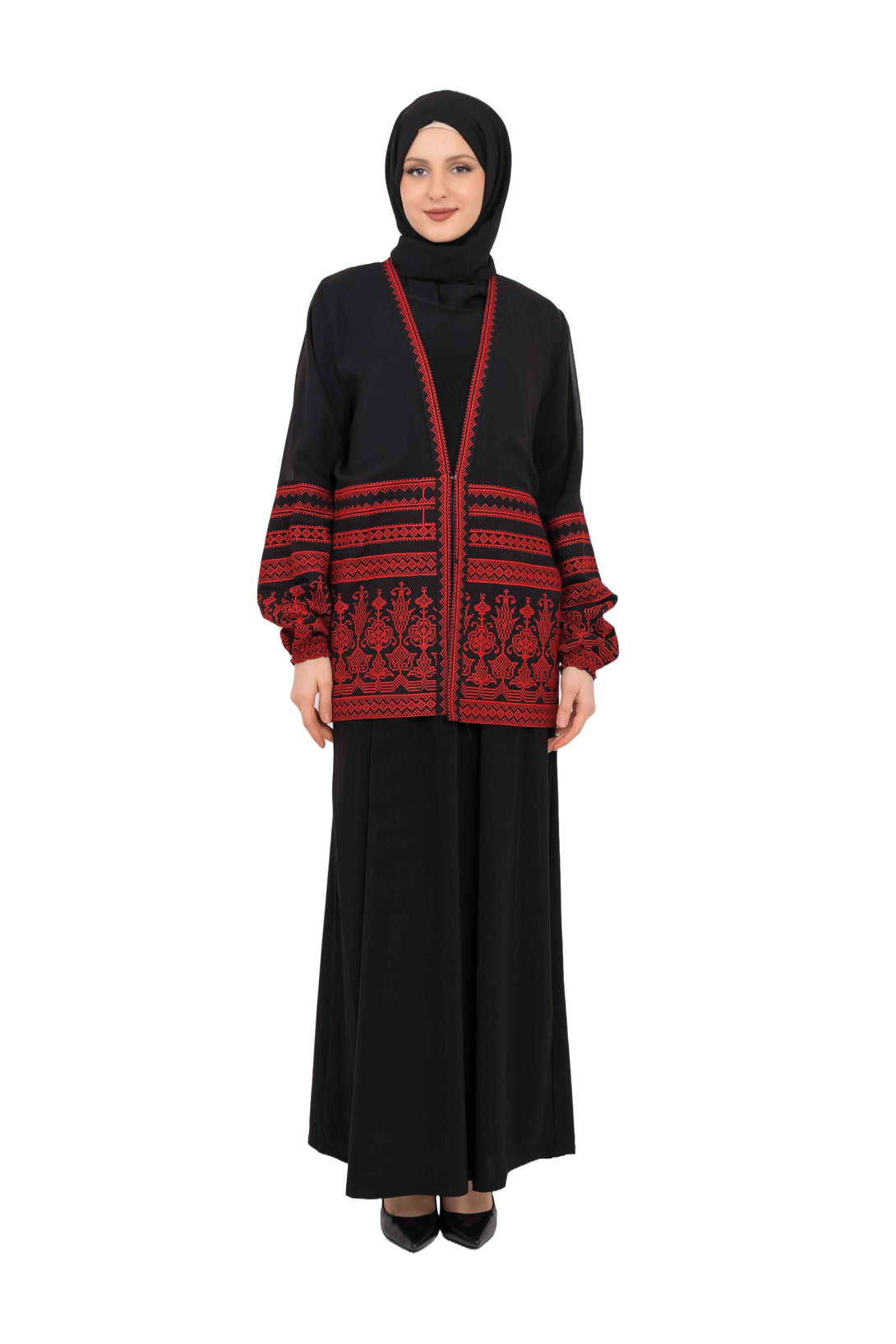 Zaytoon Gift Women's Cup Zaytoon® Red and Black Embroidery Tatreez Jacket