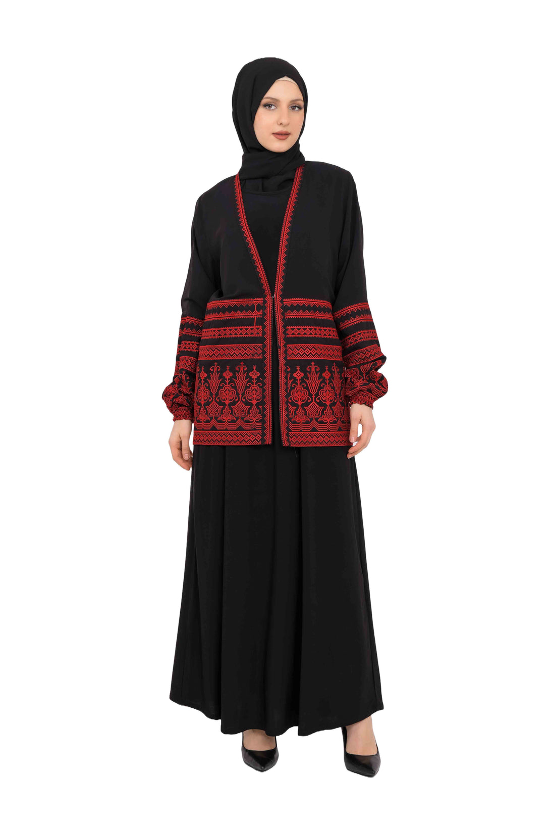 Zaytoon Gift Women's Cup Zaytoon® Red and Black Embroidery Tatreez Jacket