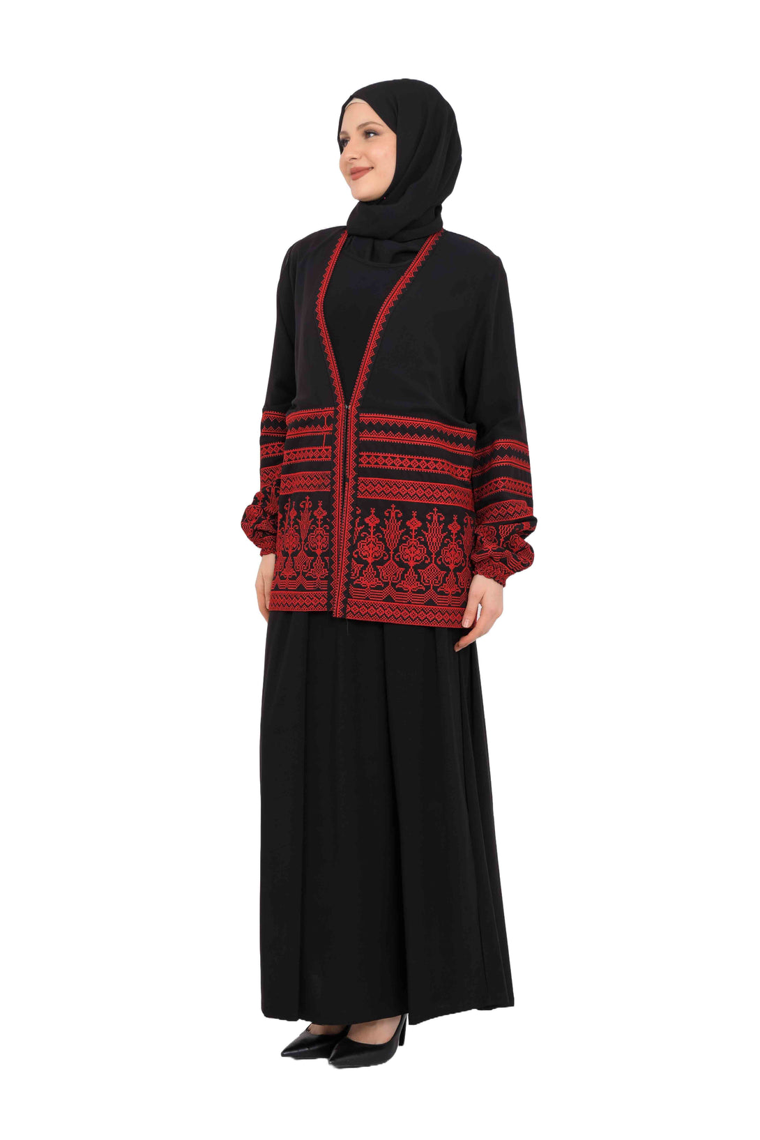 Zaytoon Gift Women's Cup Zaytoon® Red and Black Embroidery Tatreez Jacket