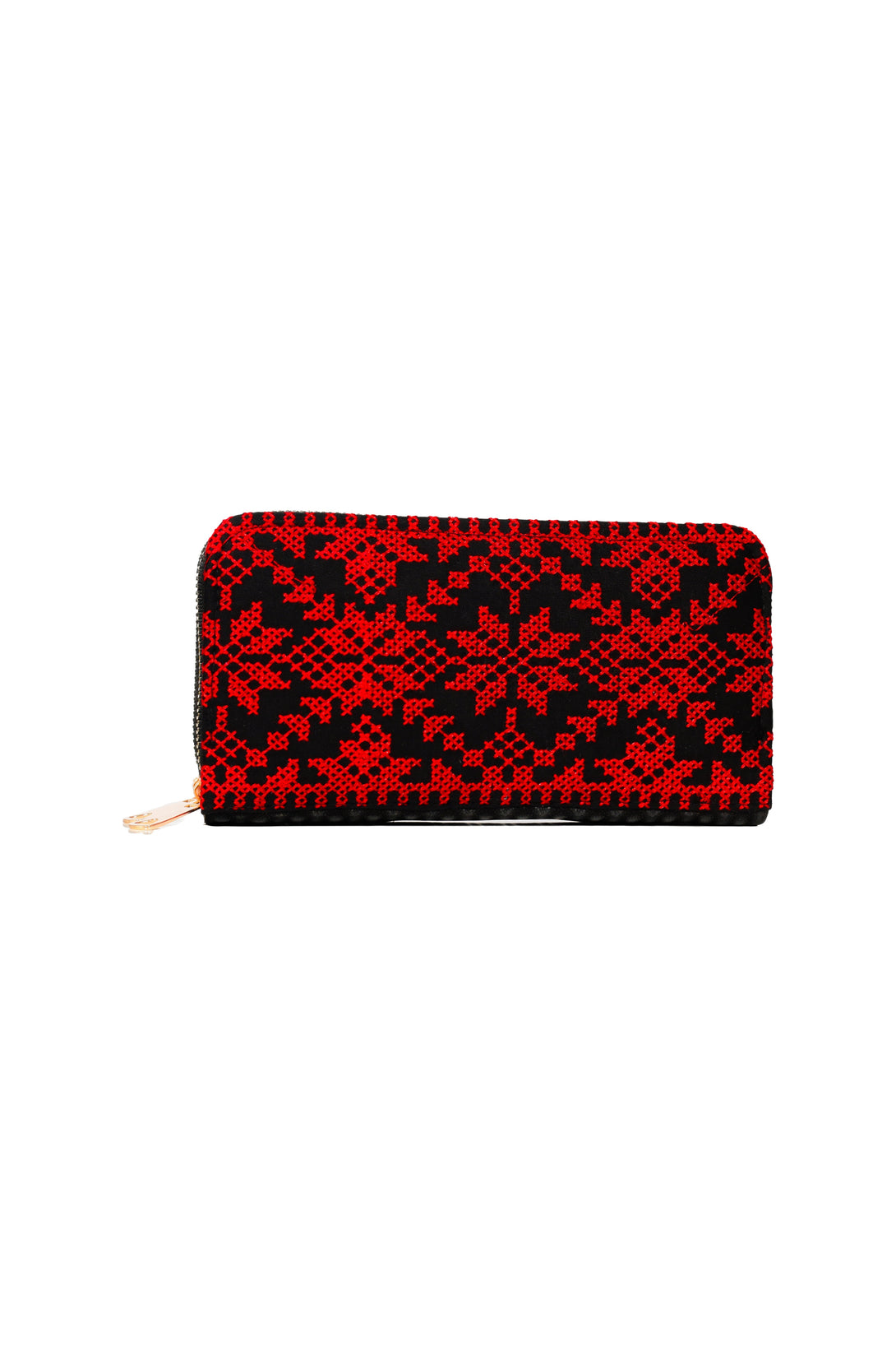 Zaytoon Gift Women's Wallet Palestinian Traditional Colorful Embroidered Red Double Zipper Women's Large Wallet