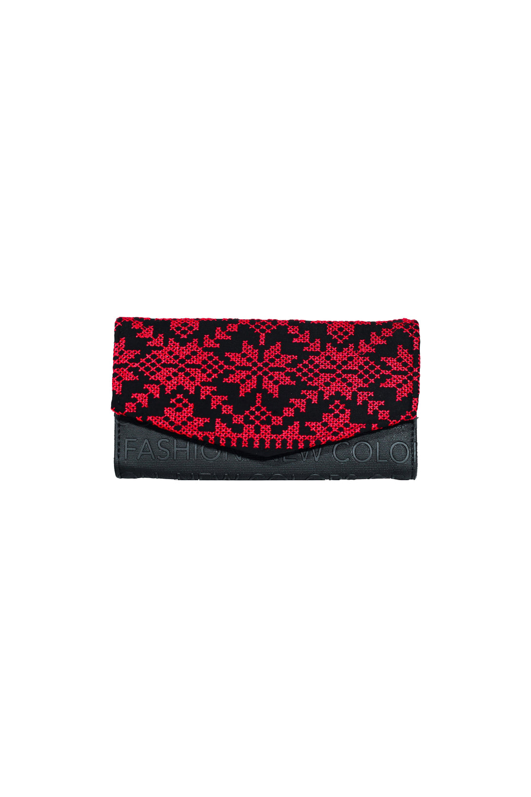 Zaytoon Gift Women's Wallet Palestinian Traditional Colorful Embroidered Red Snap Women's Large Wallet