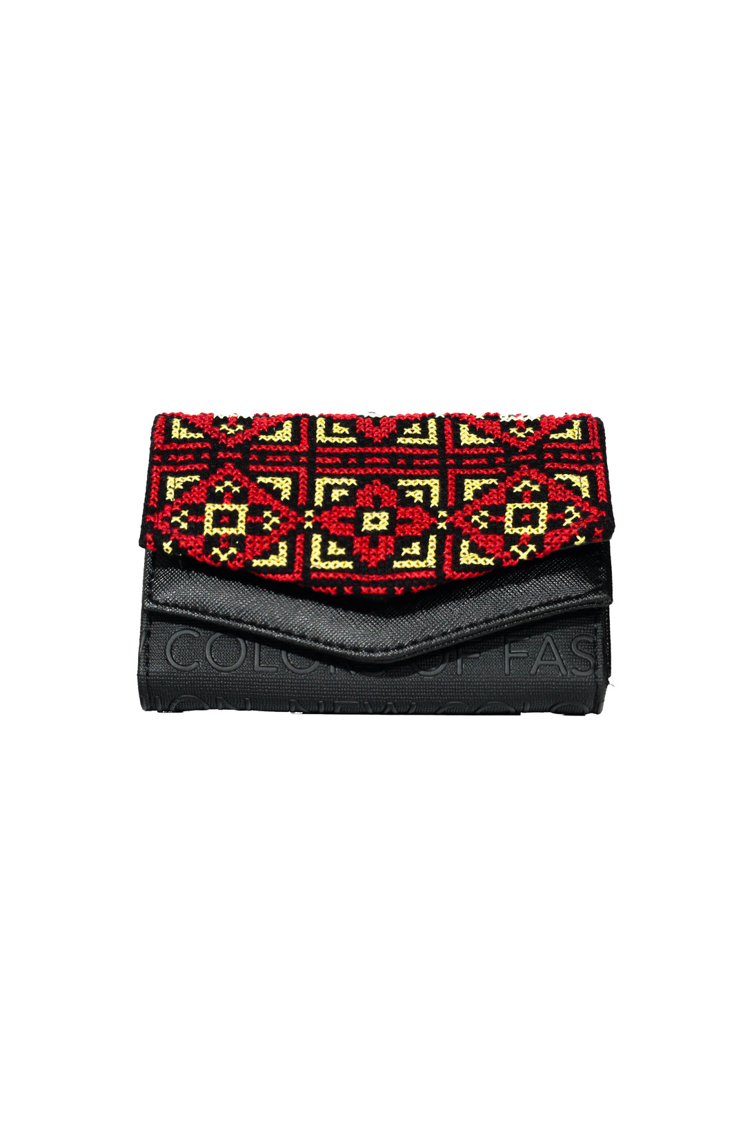 Zaytoon Gift Women's Wallet Palestinian Traditional Colorful Hand Embroidered Red and Yellow Snap Women's Small Wallet