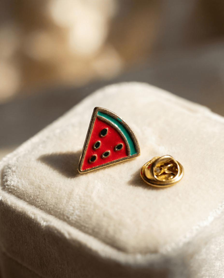 Golden Watermelon Slice Brooch Triangular Palestine Pin | Zaytoon ...