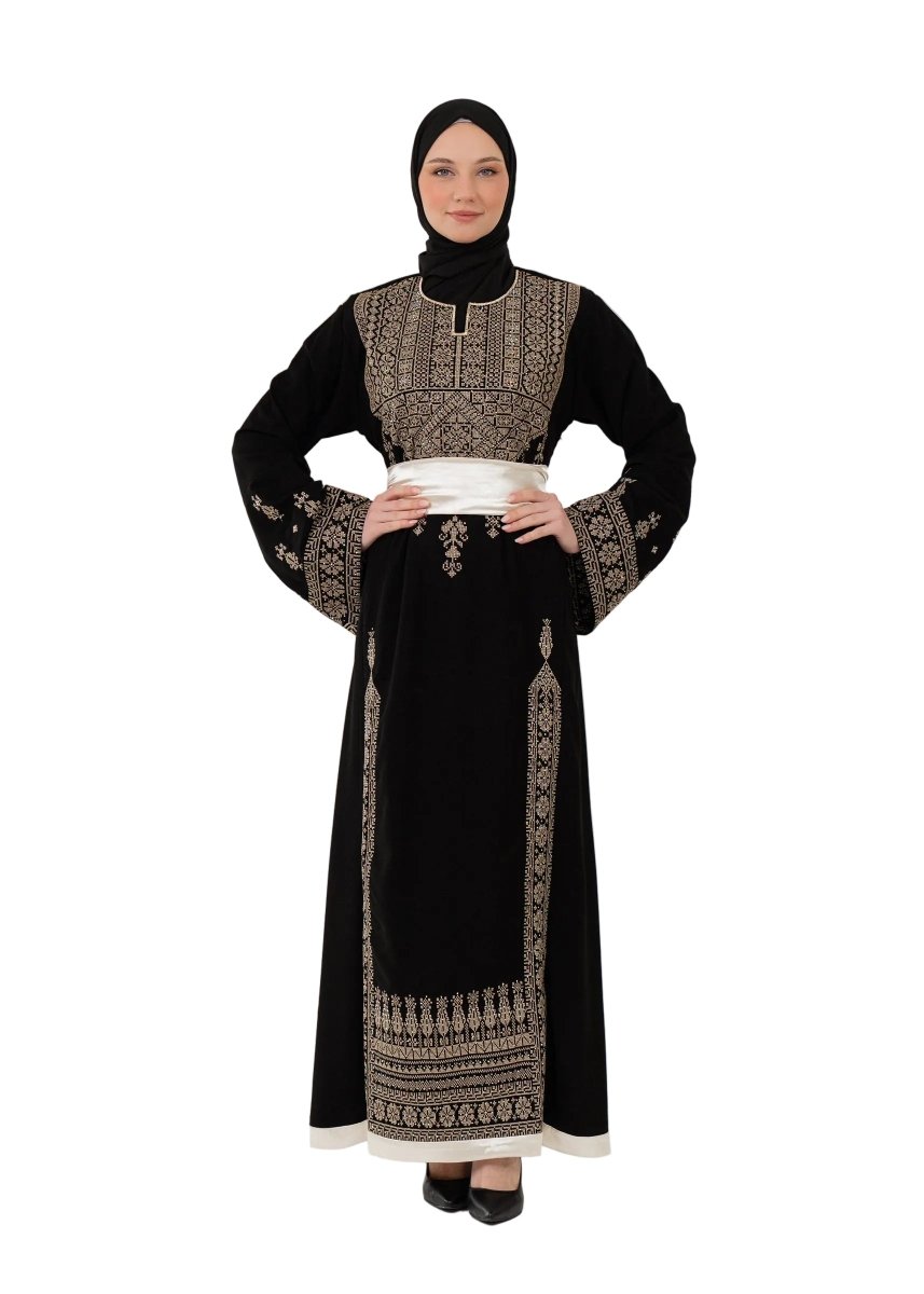 tatreez dress modern Palestinian Embroidery Tatreez Cross Stitch Art Design Modern Free Palestine A-Line Dress by Mo5tar