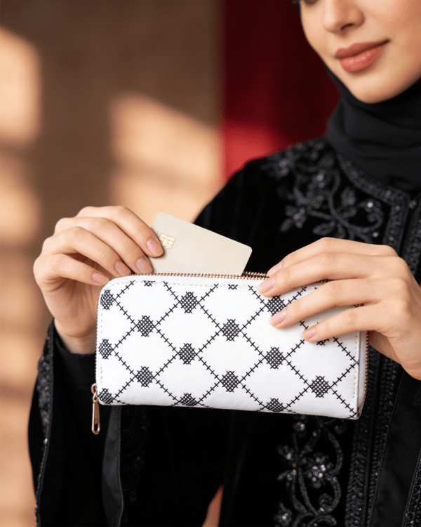 Palestinian Tatreez Embroidered Wallet White Keffiyeh – Palestine ...